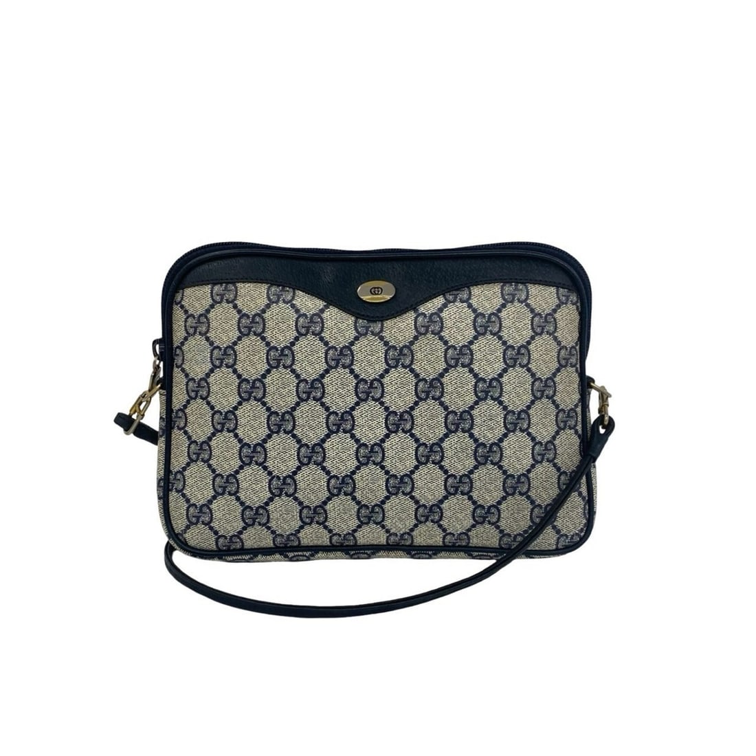 GUCCI (Old Gucci) GG Logo Pattern Leather Mini Shoulder Bag/Pouch, Navy Blue, 289-3: --- Catalog ---Category: SizeSize (HxWxD): 16cm x 23cm x 4.5cm / 6.29'' x 9.05'' x 1.77''Category: DesignType: Pochette, Shoulder bagColor: NavyGender: WomenMaterial: Leather , PVC Category: GeneralBr