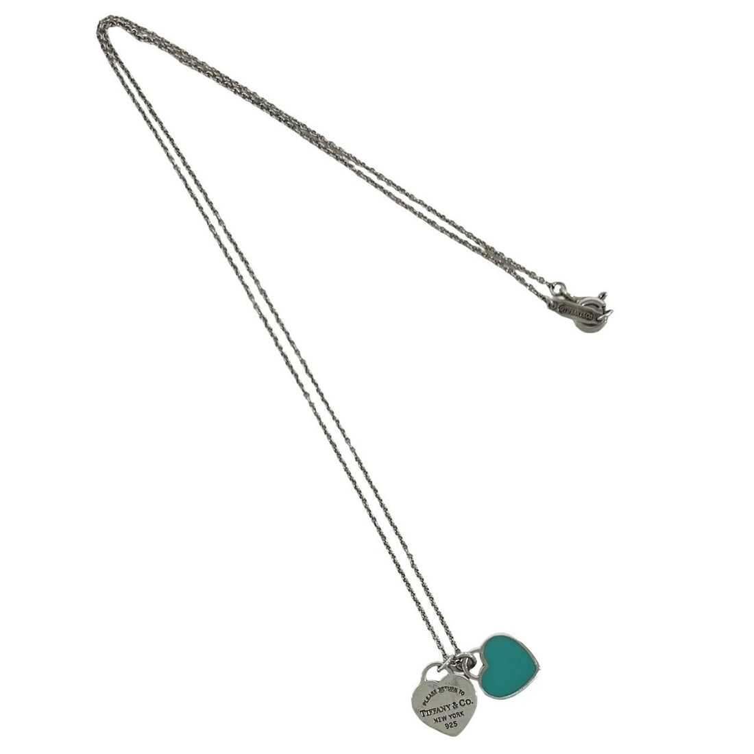 TIFFANY&Co. Tiffany Vintage Double Heart Tag Necklace, Sterling Silver 925, Accessory, Item No.: --- Catalog ---Category: SizePendant Size: 12mm x 12mm / 0.47'' x 0.47''Neck Circumference: 40.5 cm / 15.94''Category: DesignColor: SilverGender: WomenMaterial: Silver 925Necklace Type: