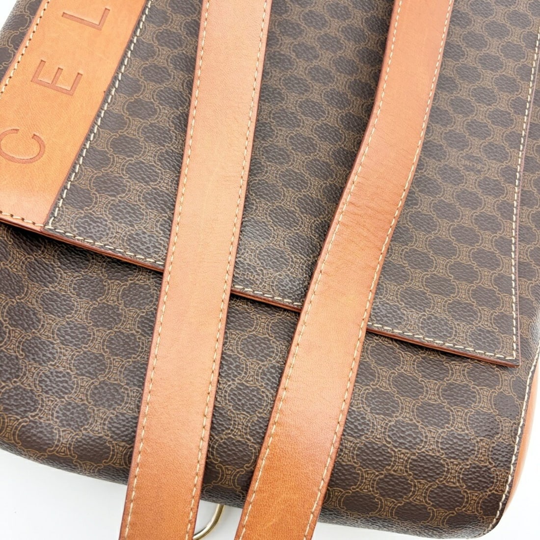 Celine Macadam Backpack Rucksack Brown Camel Old - 14