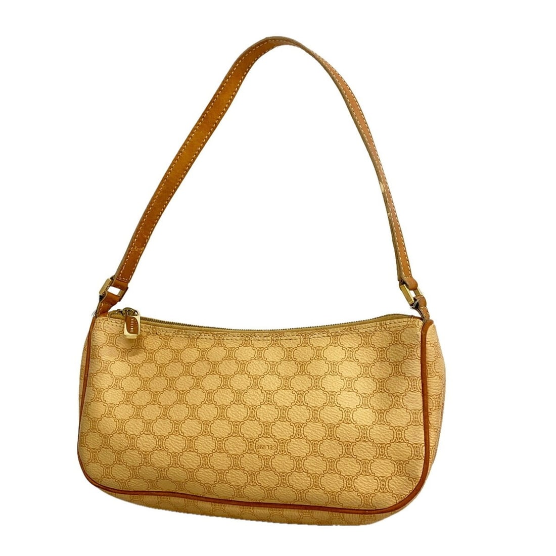 Celine bag/pouch, Macadam pattern, beige, women's, P3380176: --- Catalog ---Category: SizeSize (HxWxD): 11cm x 22cm x 6cm / 4.33'' x 8.66'' x 2.36''Category: DesignType: PouchColor: BeigeGender: WomenMaterial: PVC Hardware Color: GoldCategory: GeneralBrand: Cel