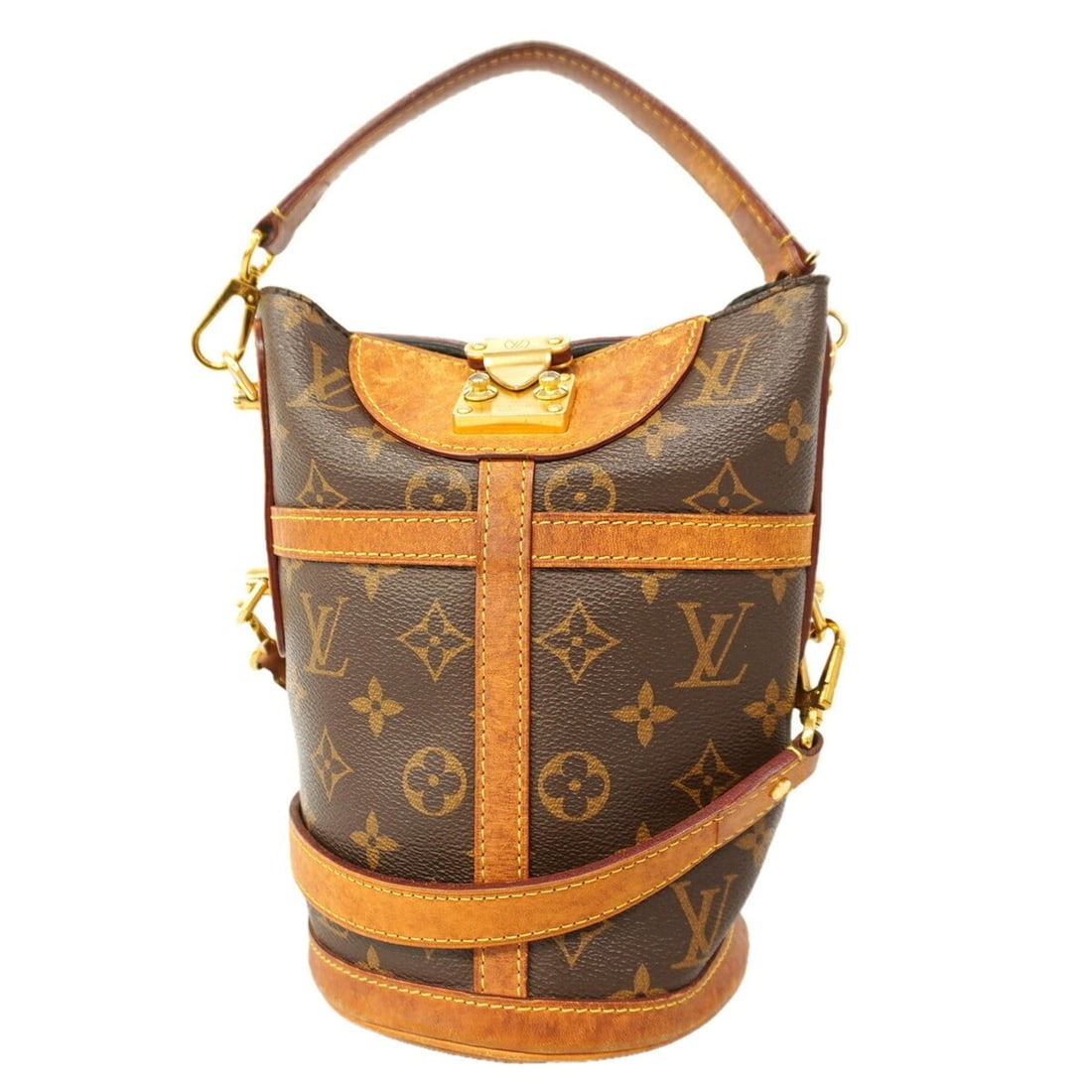 Louis Vuitton Monogram Duffle Bag M43587 Brown 2-way bag for women P3374030: --- Catalog ---Category: SizeSize (HxWxD): 22cm x 14cm x 13.5cm / 8.66'' x 5.51'' x 5.31''Category: DesignType: HandbagColor: BrownGender: WomenCategory: GeneralMPN: M43587Brand: Louis Vuitton--- Item