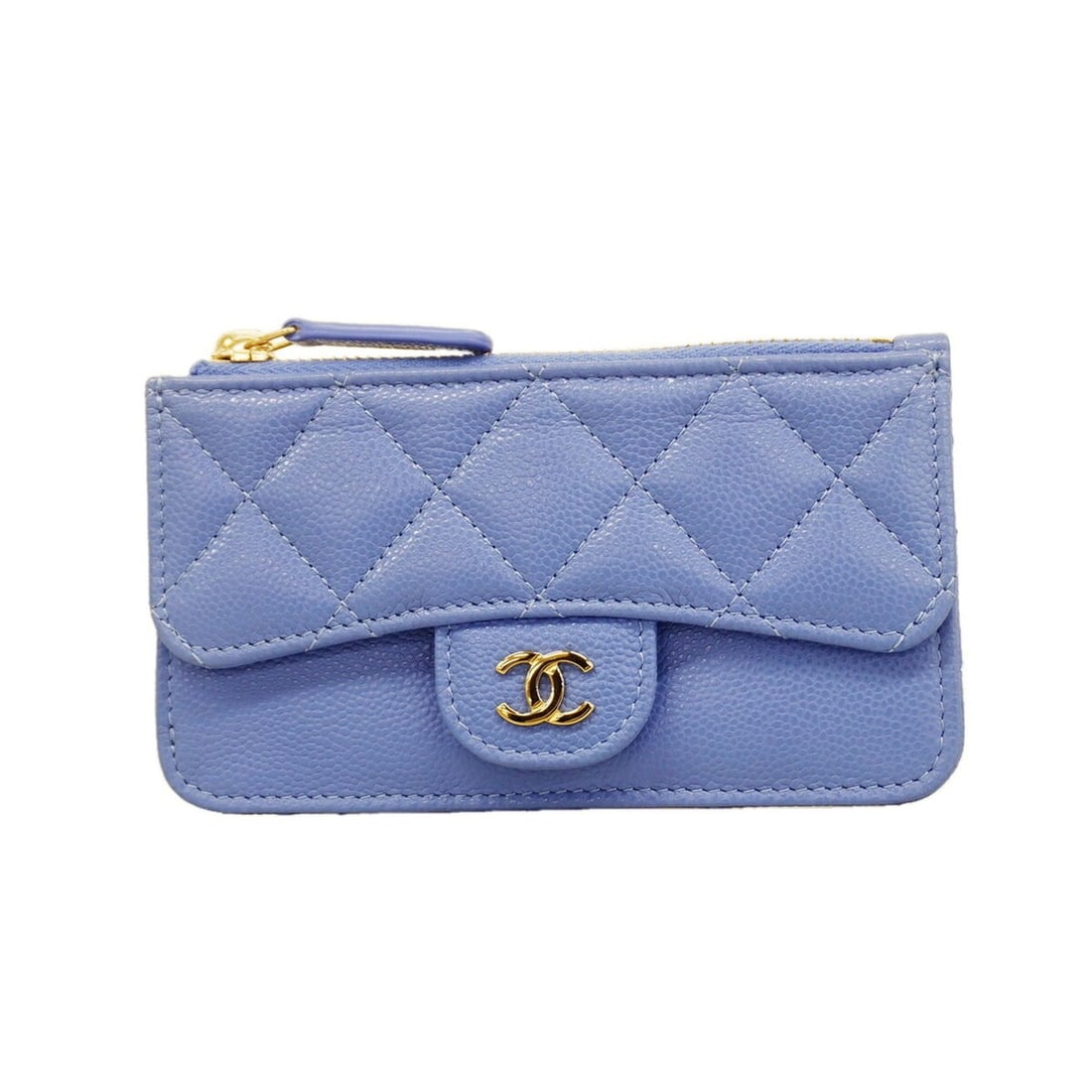 Chanel Matelassé Caviar Leather Wallet/Coin Case, Blue Champagne, Women's, P3368129: --- Catalog ---Category: SizeSize (HxWxD): 7cm x 13cm x 1cm / 2.75'' x 5.11'' x 0.39''Category: DesignType: Coin purse/coin caseColor: BlueGender: WomenMaterial: Grained Calfskin Category: GeneralBran