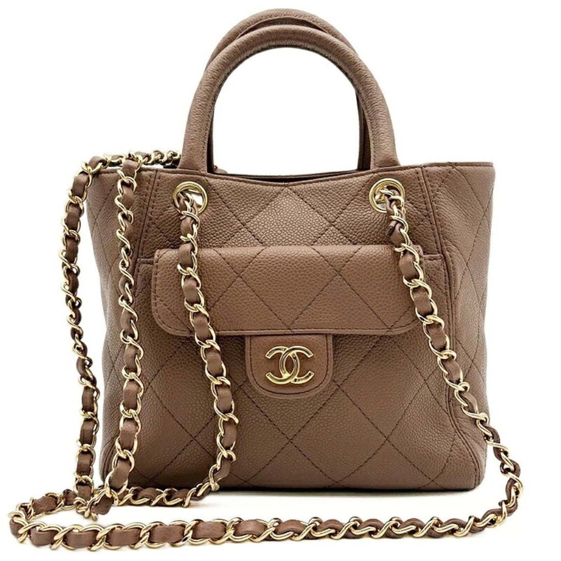 Chanel CHANEL Women's Chain Shoulder Bag Small B23125 Grained Calfskin Brown AS6025 26SS: --- Catalog ---Category: SizeSize (HxWxD): 19cm x 21cm x 14cm / 7.48'' x 8.26'' x 5.51''Category: DesignType: Shoulder bagColor: BrownGender: WomenMaterial: Leather Category: GeneralMPN: B23125Brand: 