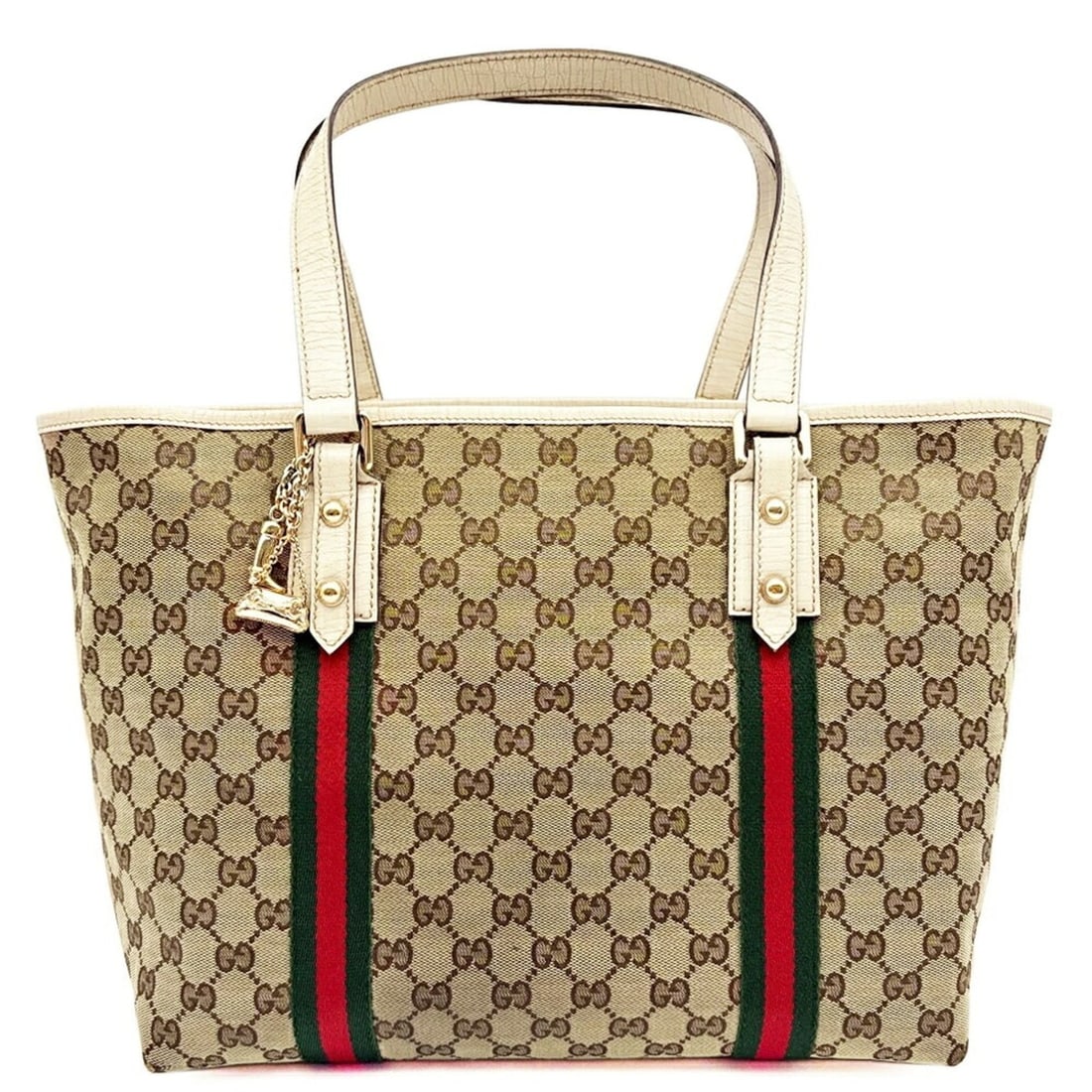 Gucci GUCCI Tote Bag GG Canvas 139260 Leather Ivory Sherry Line: --- Catalog ---Category: SizeSize (HxWxD): 26cm x 46cm x 15.5cm / 10.23'' x 18.11'' x 6.1''Category: DesignType: Tote bagColor: IvoryGender: WomenMaterial: GG canvas , Leather Category: GeneralMPN: 13
