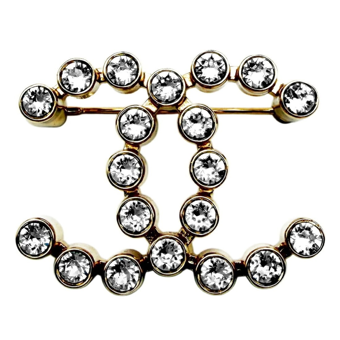 Chanel Coco Mark Brooch, Rhinestone, Metal, Gold, Champagne Gold: --- Catalog ---Category: SizeSize (HxWxD): 3cm x 4cm x 1cm / 1.18'' x 1.57'' x 0.39''Category: DesignType: BroochColor: Champagne goldGender: WomenMaterial: Metal, RhinestoneCategory: GeneralBrand: Ch
