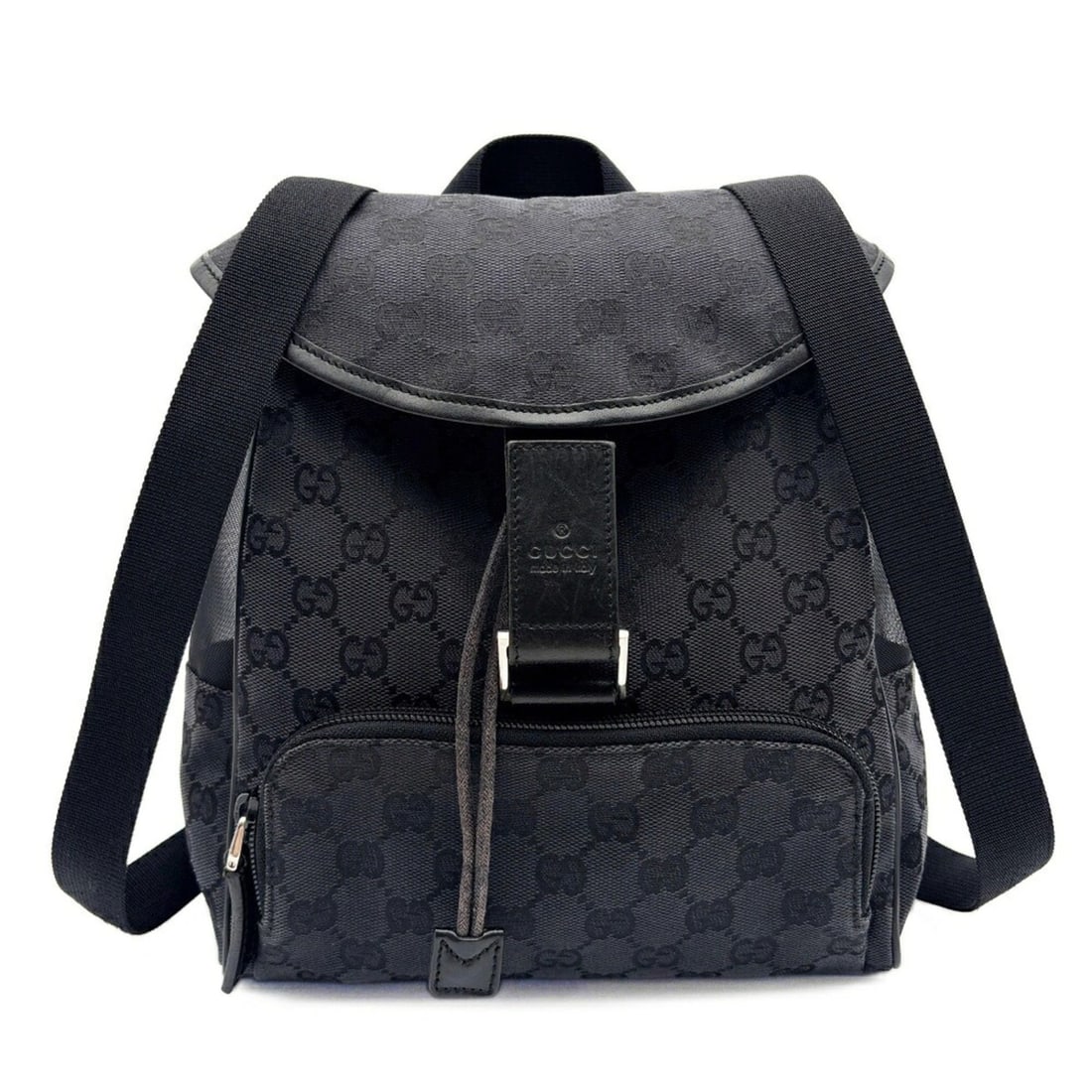 Gucci bag, backpack, rucksack, GG canvas, mesh, leather, black. (1 of 20)