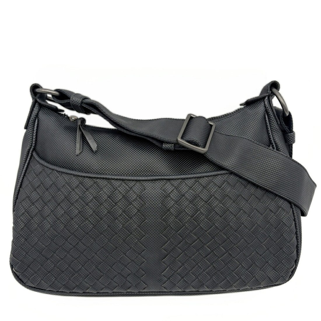 Bottega Veneta men's shoulder bag, Intrecciato Marco Polo design, black.: --- Catalog ---Category: SizeSize (HxWxD): 17cm x 30cm x 8cm / 6.69'' x 11.81'' x 3.14''Category: DesignType: Shoulder bagColor: BlackGender: MenMaterial: PVC Category: GeneralMPN: 135915Brand: Botteg