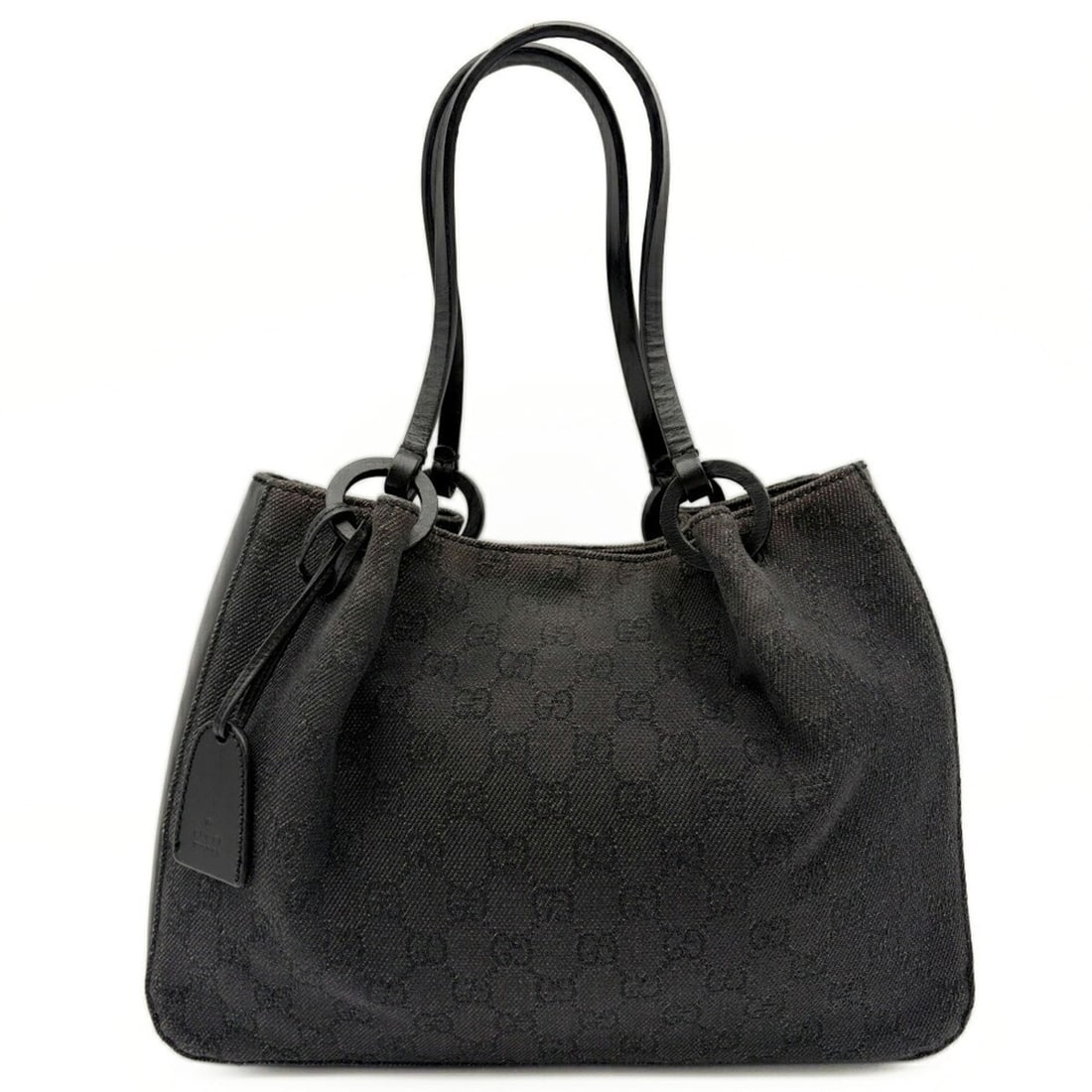 Gucci GG Canvas Tote Bag 101919 Leather Black Handbag Pattern GUCCI: --- Catalog ---Category: SizeSize (HxWxD): 22cm x 30cm x 9.5cm / 8.66'' x 11.81'' x 3.74''Category: DesignType: Handbag, Tote bagColor: BlackGender: WomenMaterial: GG canvas , Leather Category: Genera