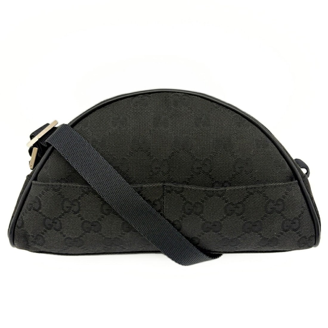 Gucci GG Canvas Bag 90781 Leather Black Half Moon Pouch: --- Catalog ---Category: SizeSize (HxWxD): 13.5cm x 24cm x 8.5cm / 5.31'' x 9.44'' x 3.34''Category: DesignType: PouchColor: BlackGender: WomenMaterial: GG canvas Category: GeneralMPN: 90781Brand: Guc
