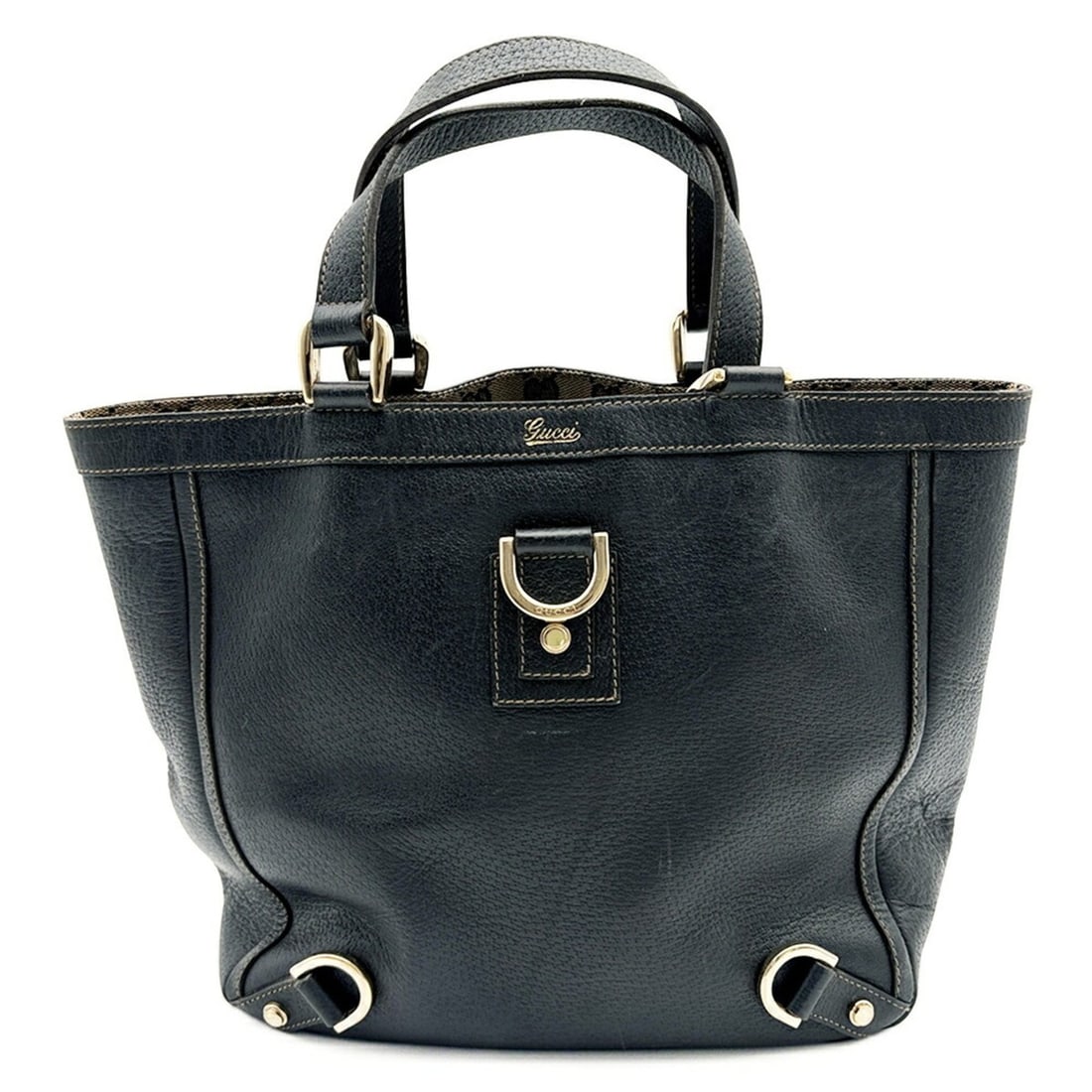 Gucci Abbey Tote Bag 130739 Leather Canvas Navy Women's GUCCI: --- Catalog ---Category: SizeSize (HxWxD): 25cm x 27cm x 10cm / 9.84'' x 10.62'' x 3.93''Category: DesignType: Tote bagColor: NavyGender: WomenMaterial: Leather , Canvas Category: GeneralMPN: 130739Br