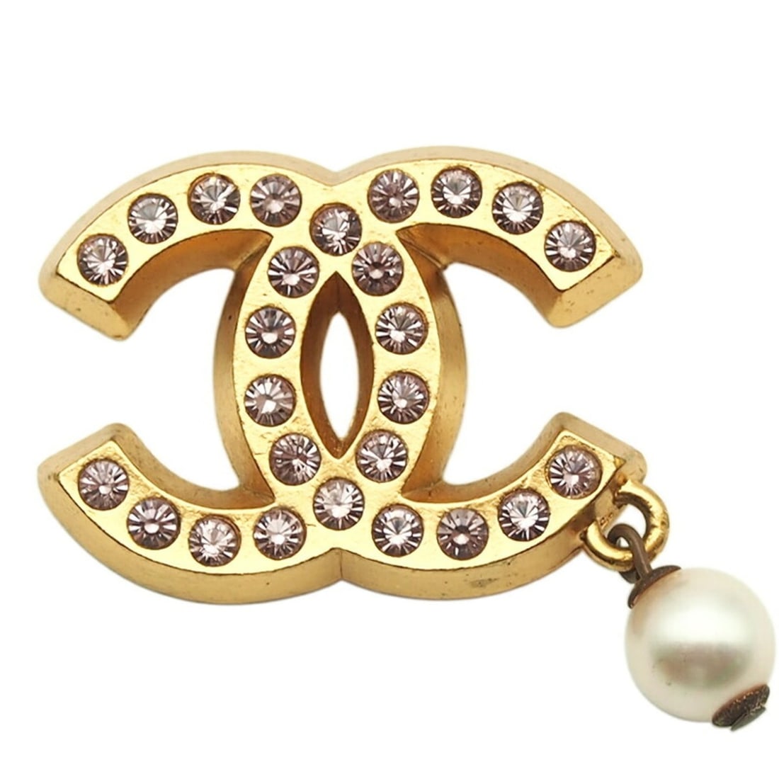 Chanel Coco Mark Brooch, Swing Pearl, GP Rhinestone, Faux Gold, Light Purple: --- Catalog ---Category: SizeSize (HxWxD): 3cm x 2.5cm x 8.00mm / 1.18'' x 0.98'' x 0.31''Category: DesignType: BroochColor: Gold, Light purpleGender: WomenMaterial: RhinestoneCategory: GeneralBrand: 