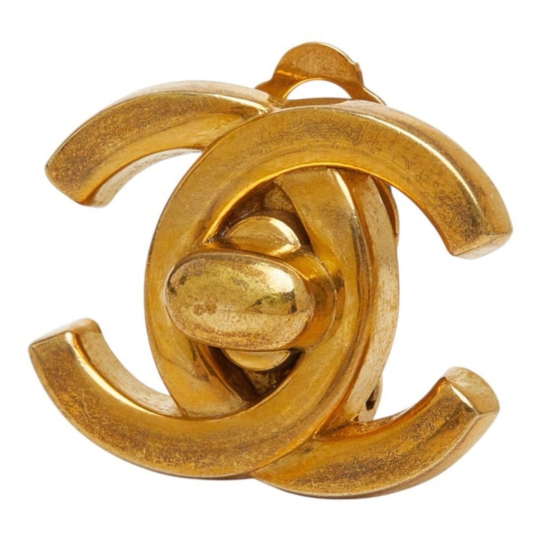 Chanel Coco Mark Turnlock Motif Vintage Earring (Single Only) 96P Gold Plated Women's CHANEL: --- Catalog ---Category: SizeStone Size (HxW): 17.30mm x 21.20mm / 0.68'' x 0.83''Category: DesignColor: GoldGender: WomenCategory: GeneralBrand: Chanel--- Item List ---Section: ConditionRanking: Rank