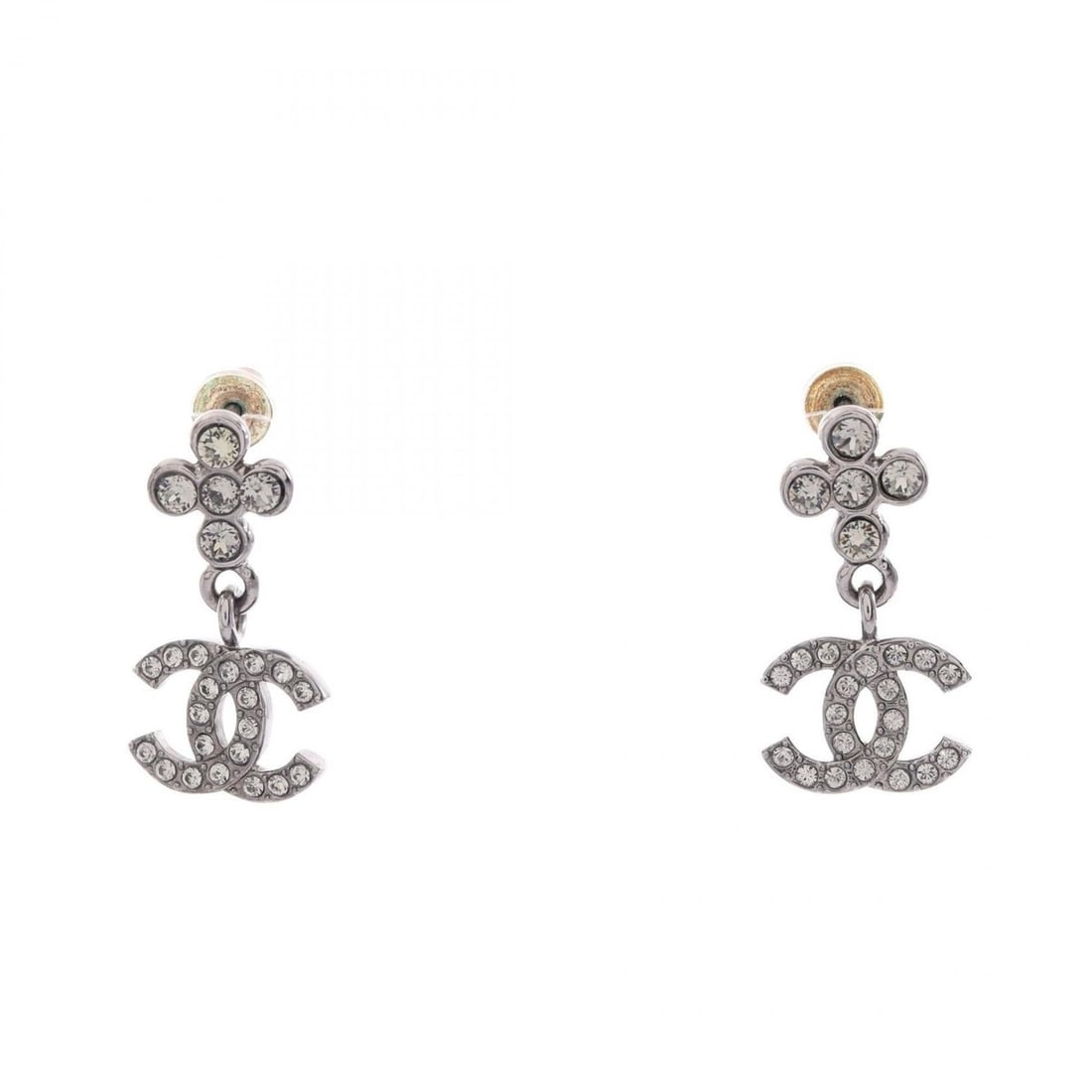 Chanel Coco Mark Earrings, Metal, Rhinestone, Women's, Silver/Clear Tones: --- Catalog ---Category: SizeSize (HxWxD): 24.00mm x 13.00mm / 0.94'' x 0.51''Category: DesignType: Stud earringsColor: Clear, SilverGender: WomenMaterial: Metal, RhinestoneCategory: GeneralBrand: Cha