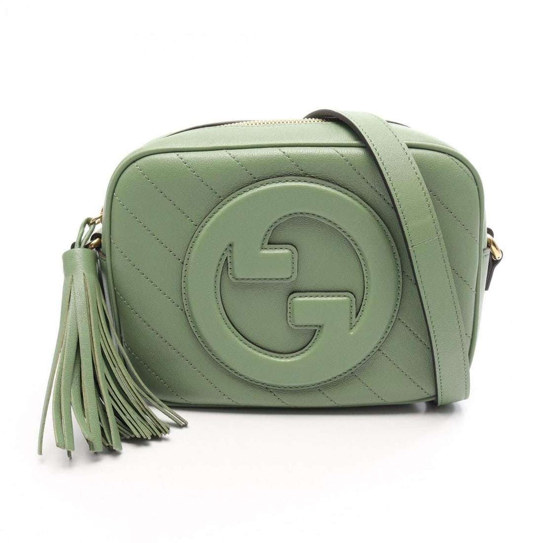 Gucci Blondie Shoulder Bag/Handbag, Leather, Women's, Green, 742360: --- Catalog ---Category: SizeSize (HxWxD): 16.5cm x 20.5cm x 7.5cm / 6.49'' x 8.07'' x 2.95''Category: DesignType: Handbag, Shoulder bagColor: GreenGender: WomenMaterial: Leather Category: GeneralMPN: