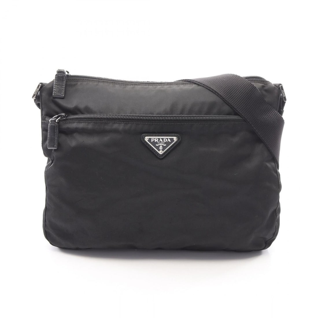 Prada Triangle Logo Shoulder Bag/Handbag, Nylon and Leather, Women's, Black: --- Catalog ---Category: SizeSize (HxWxD): 24cm x 29cm x 6cm / 9.44'' x 11.41'' x 2.36''Category: DesignType: Handbag, Shoulder bagColor: BlackGender: WomenMaterial: Nylon , Leather Category: GeneralB