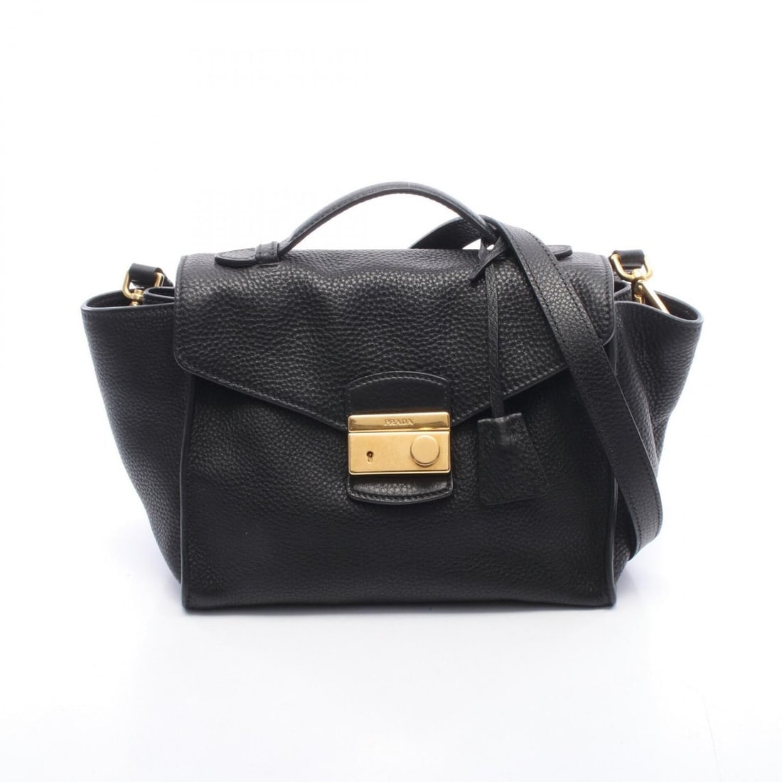 Prada VIT.DAINO 2-Way Handbag, Leather, Women's, Black (BT0962) (1 of 10)