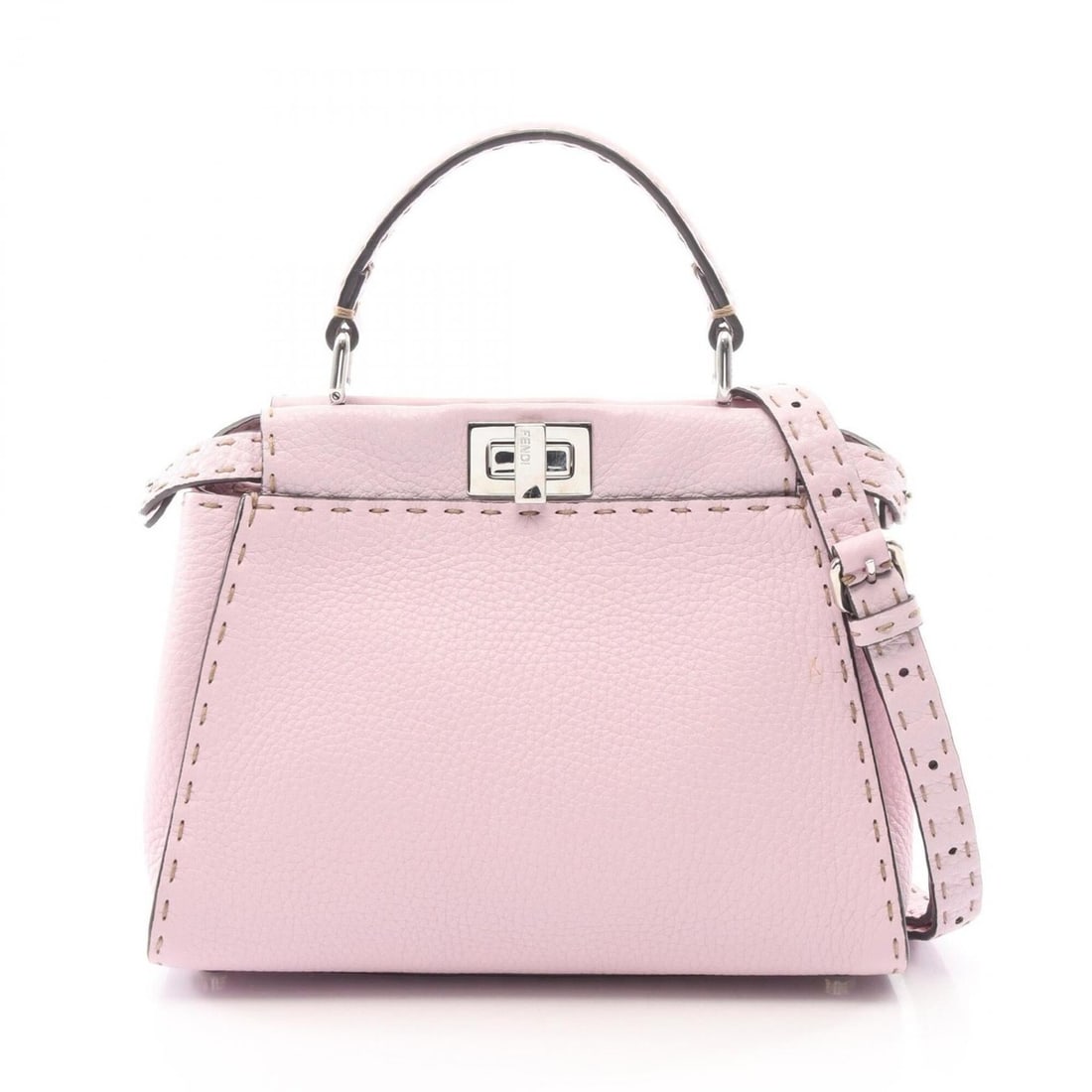 Fendi Mini Peekaboo Selleria 2-Way Handbag, Leather, Women's, Pink: --- Catalog ---Category: SizeSize (HxWxD): 18cm x 23cm x 11cm / 7.08'' x 9.05'' x 4.33''Category: DesignType: HandbagColor: PinkGender: WomenMaterial: Leather Category: GeneralBrand: Fendi--- Item Lis