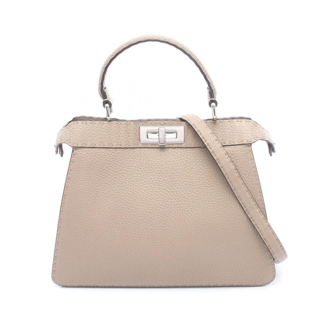 Fendi Peekaboo Regular 2-Way Handbag, Leather, Women's, Beige: --- Catalog ---Category: SizeSize (HxWxD): 24cm x 34cm x 13cm / 9.44'' x 13.38'' x 5.11''Category: DesignType: HandbagColor: BeigeGender: WomenMaterial: Leather Category: GeneralBrand: Fendi--- Item L