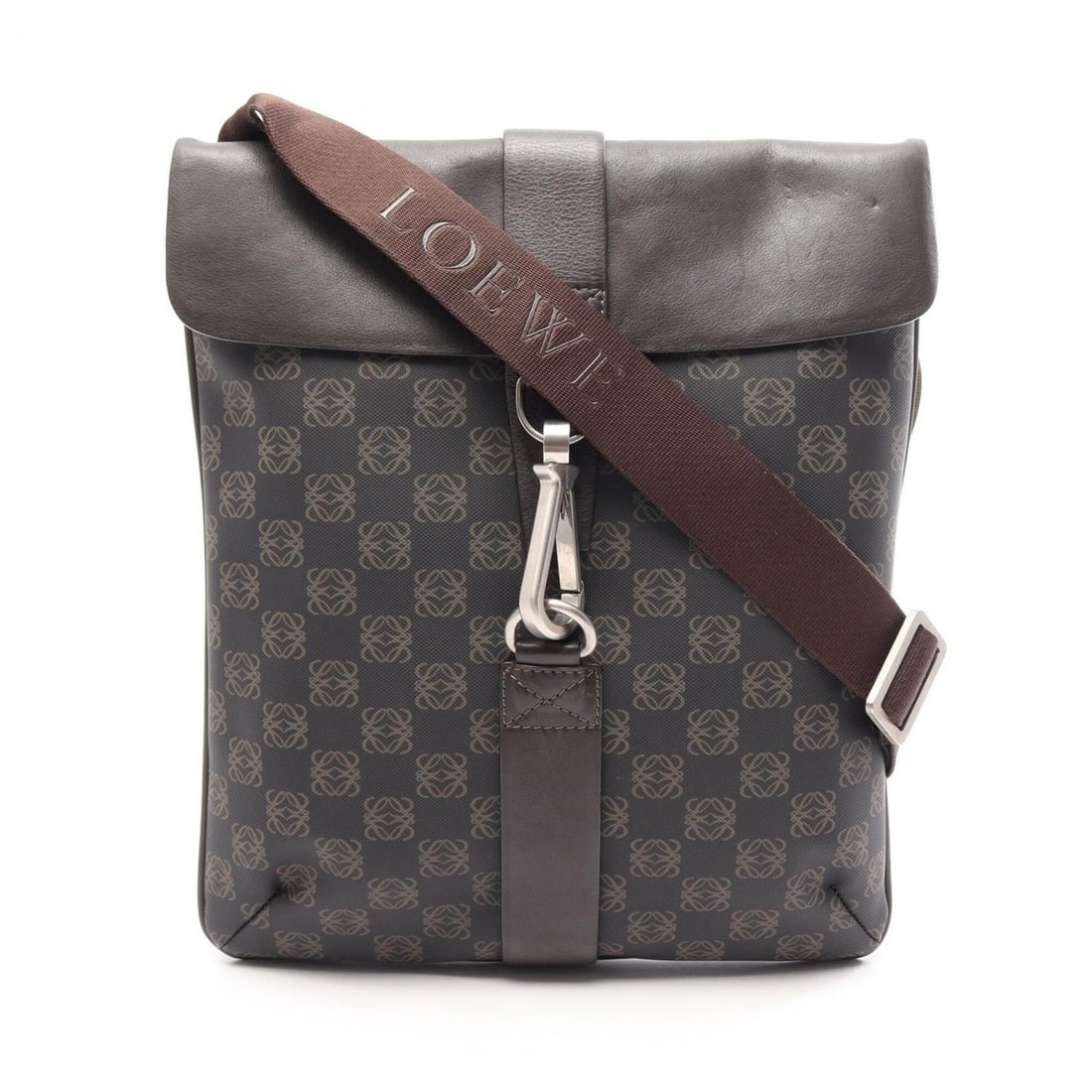 Loewe Anagram Shoulder Bag/Handbag, Coated Canvas Leather, Men's/Women's, Black/Brown: --- Catalog ---Category: SizeSize (HxWxD): 36cm x 30cm x 2cm / 14.17'' x 11.81'' x 0.78''Category: DesignType: Handbag, Shoulder bagColor: Black, BrownGender: Men,WomenMaterial: Coated canvas , Leathe