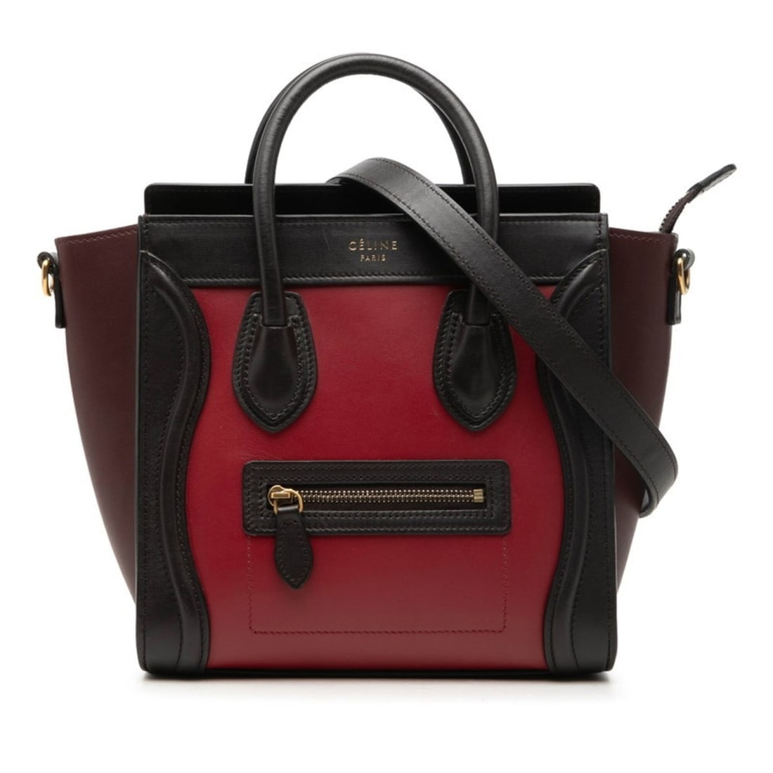 Celine Luggage Nano Shopper Handbag/Shoulder Bag (2-way) - Brown, Bordeaux, Red Leather Women's (1 of 12)