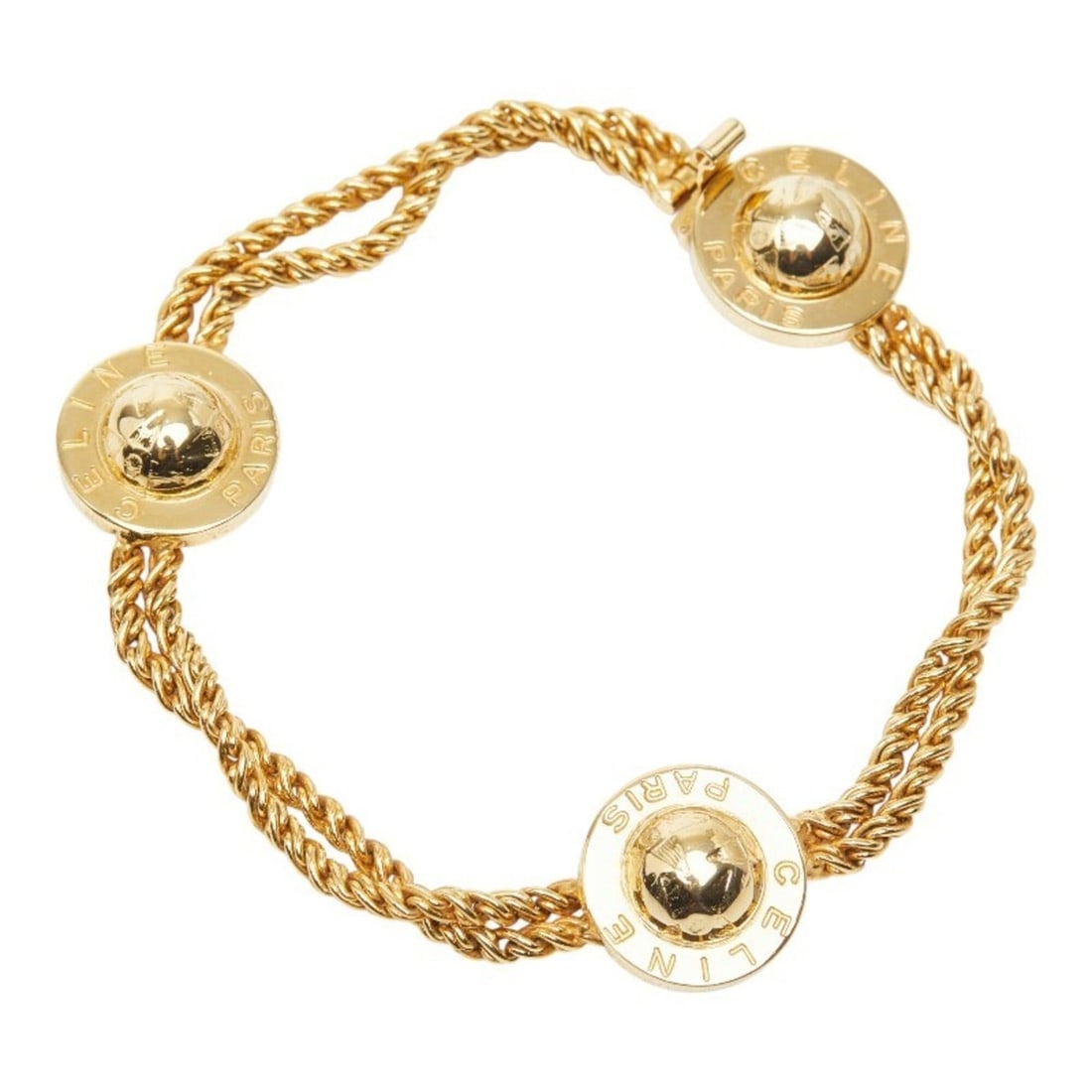 Celine Ball Star Chain Bracelet, Gold Plated, Women's: --- Catalog ---Category: SizeLength: 18.5cm / 7.28''Category: DesignType: Charm braceletColor: GoldGender: WomenMaterial: Gold platingCategory: GeneralBrand: Celine--- Item List ---Section: ConditionR