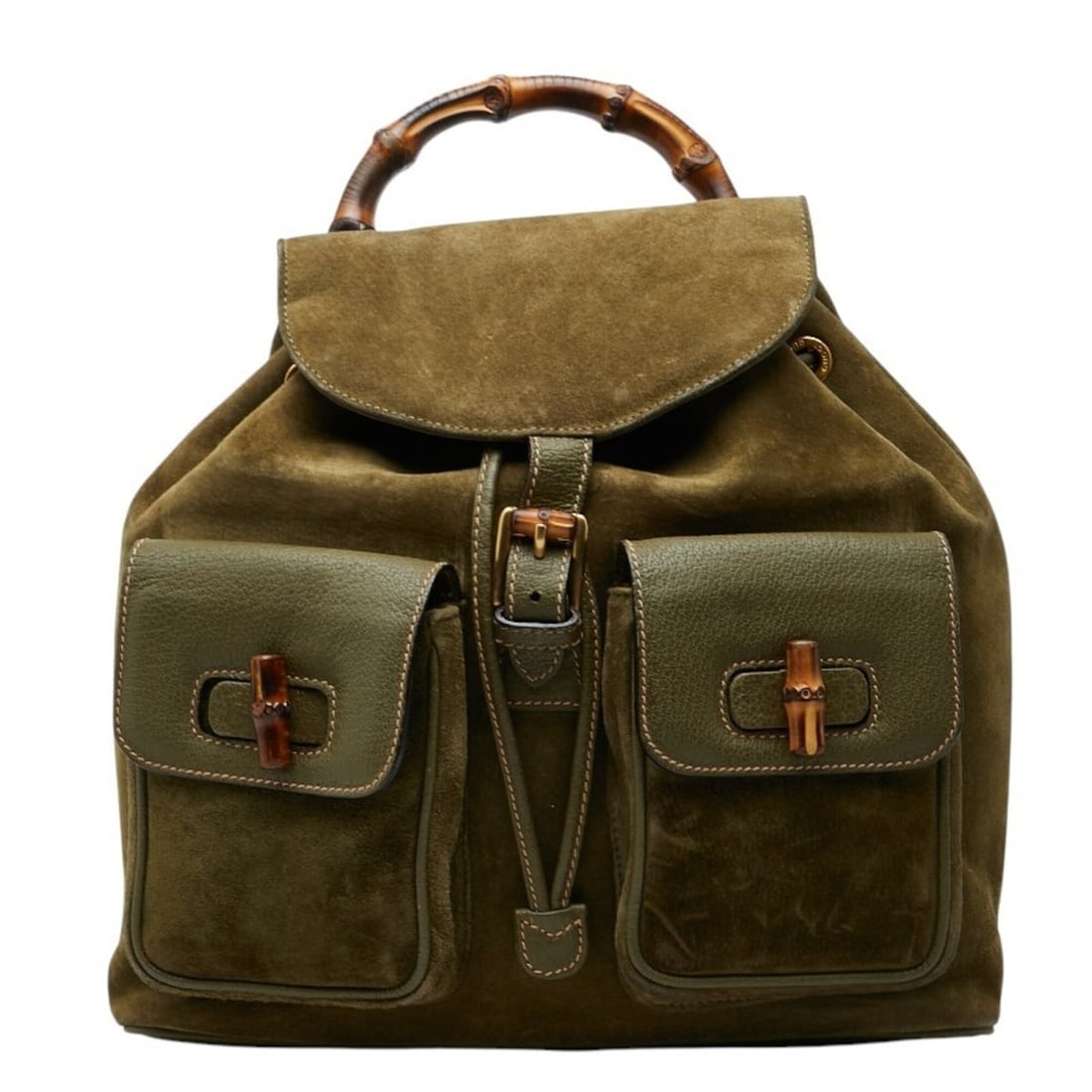 Gucci Bamboo Backpack 003 58 0016 Khaki Green Suede Leather Women's GUCCI: --- Catalog ---Category: SizeSize (HxWxD): 32cm x 31cm x 9.5cm / 12.59'' x 12.2'' x 3.74''Category: DesignColor: Green, KhakiGender: WomenMaterial: Leather Category: GeneralMPN: 003 58 0016Brand: Gucc