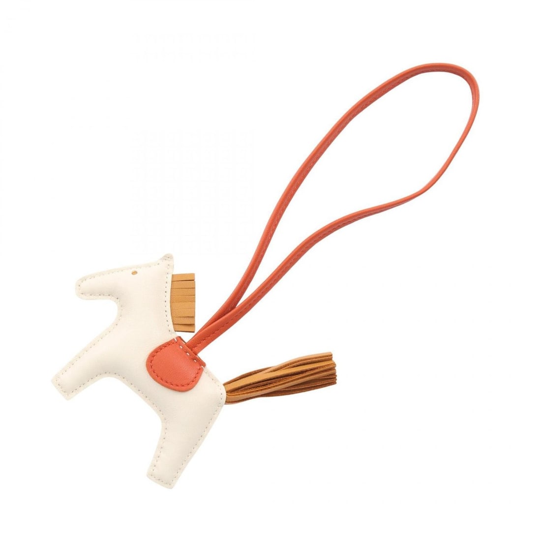 Hermes Rodeo PM, Clé Sesame, Carnelian Charm, Agneau Milo Leather, Women's, White/Brown: --- Catalog ---Category: DesignType: Handbag charmColor: Brown, WhiteGender: WomenMaterial: Agneau MiloCategory: GeneralBrand: Hermes--- Item List ---Section: ConditionRanking: Rank A Used - A few tra