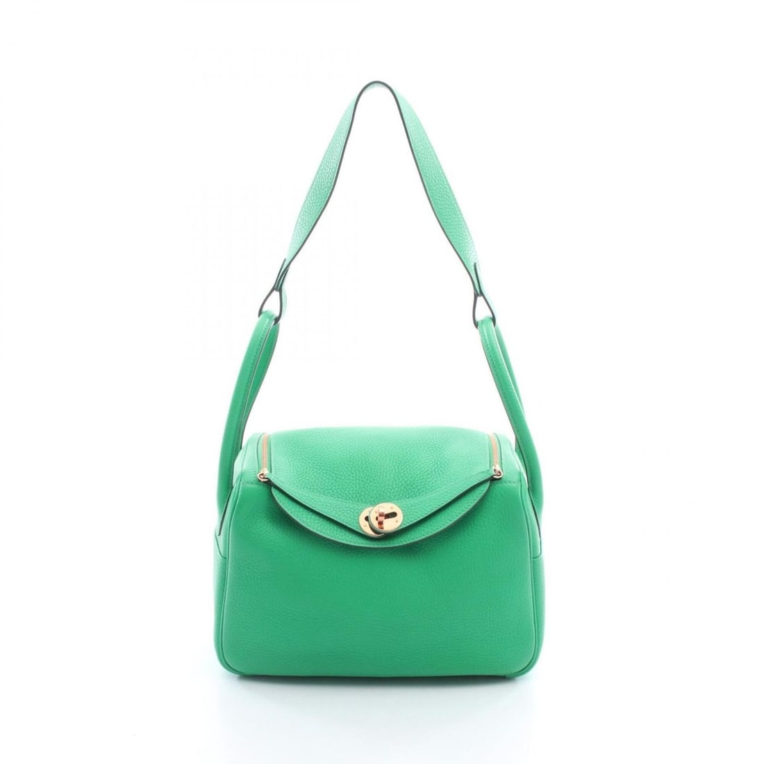Hermes Lindy 26 Shoulder Bag/Handbag, Leather, Taurillon Clemence Women's, Green: --- Catalog ---Category: SizeSize (HxWxD): 18cm x 26cm x 12.5cm / 7.08'' x 10.23'' x 4.92''Category: DesignType: Handbag, Shoulder bagColor: Green, Mint greenGender: WomenMaterial: Taurillon clemence 