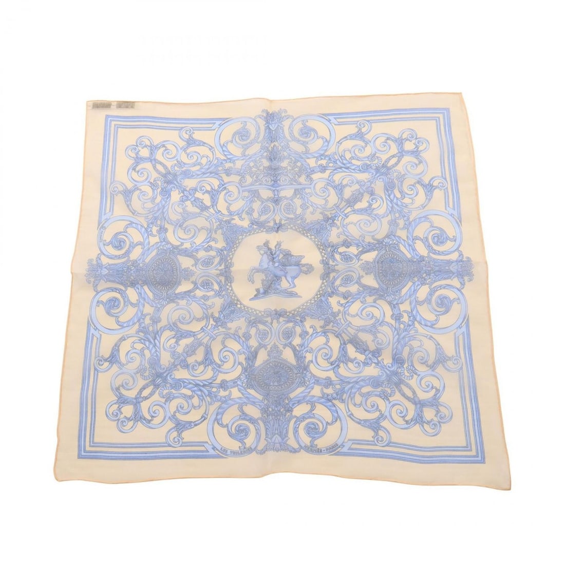 Hermes Petit Carré 45 Muslin Scarf LES TUILERIES Silk Muffler for Women, Beige/Blue: --- Catalog ---Category: SizeSize (LxW): 42cm x 42cm / 16.53'' x 16.53''Category: DesignType: ScarfColor: Beige, BlueGender: WomenMaterial: Silk Category: GeneralBrand: Hermes--- Item List ---Section: