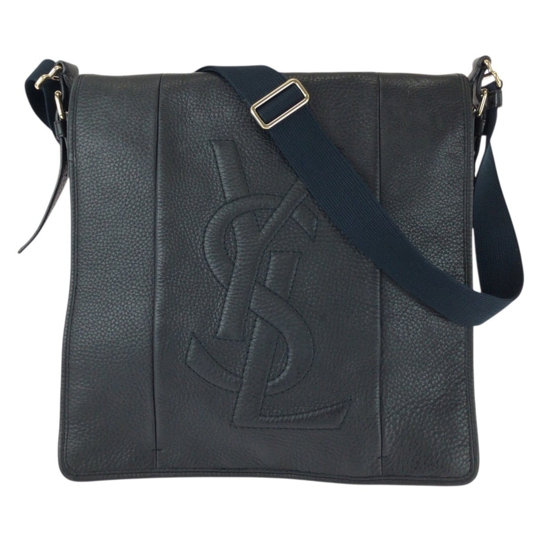 YVES SAINT LAURENT Vintage YSL Black Navy Gold Hardware Leather Shoulder Bag Messenger for Men: --- Catalog ---Category: SizeSize (HxWxD): 34cm x 33.5cm x 8cm / 13.38'' x 13.18'' x 3.14''Category: DesignType: Messenger bag, Shoulder bagColor: Black, NavyGender: MenMaterial: Leather Category: Gen