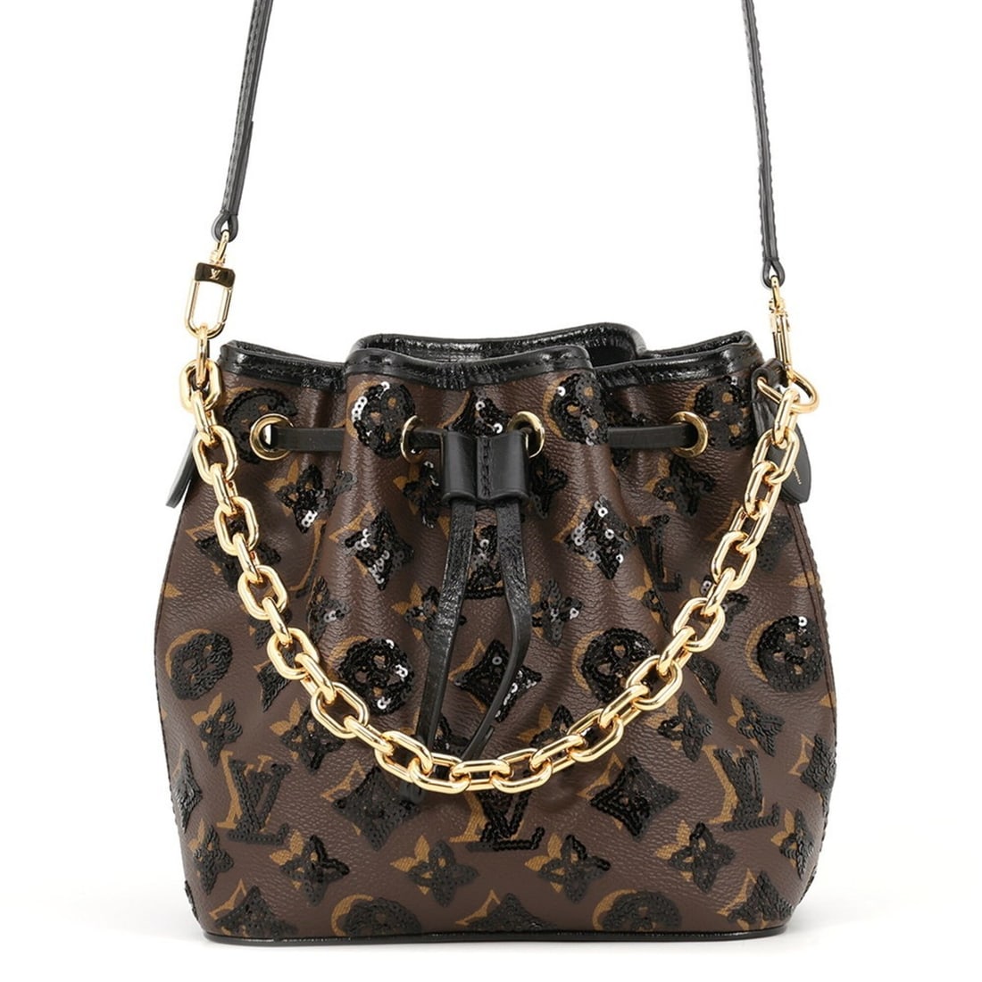 Louis Vuitton Monogram Sequin Shoulder Bag Noe BB M26284 LOUIS VUITTON Handbag 2-way Black: --- Catalog ---Category: SizeSize (HxWxD): 18cm x 18cm x 11.5cm / 7.08'' x 7.08'' x 4.52''Category: DesignType: Handbag, Shoulder bagColor: Black, Brown, Monogram, NoirGender: WomenMaterial: Monogram 