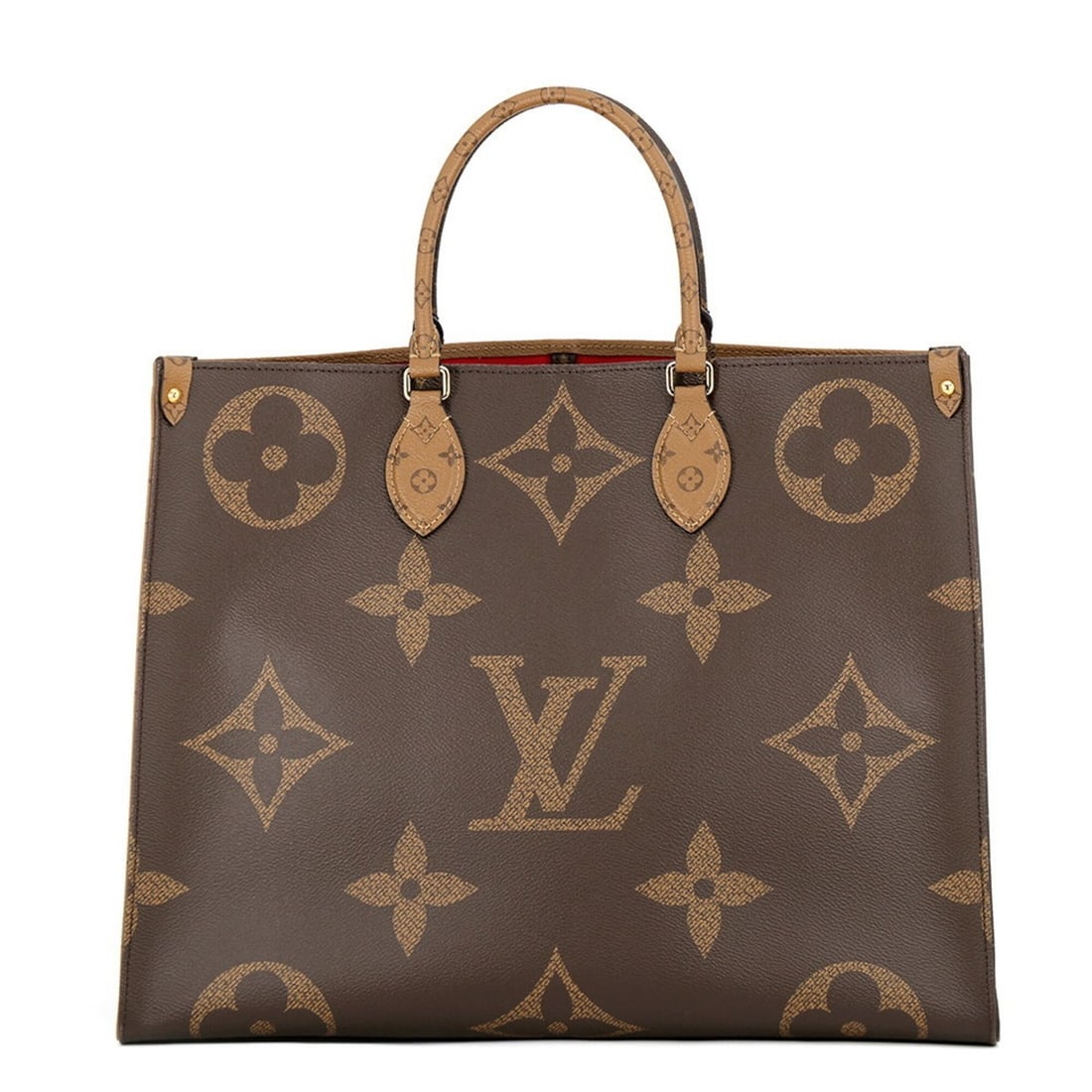Louis Vuitton Monogram Reverse Giant OnTheGo GM Tote Bag M45320, Handbag, 2-way Shoulder Bag,: --- Catalog ---Category: SizeSize (HxWxD): 31.5cm x 41cm x 19cm / 12.4'' x 16.14'' x 7.48''Category: DesignType: Handbag, Shoulder bag, Tote bagColor: Monogram Reverse, Red colorGender: WomenMaterial: