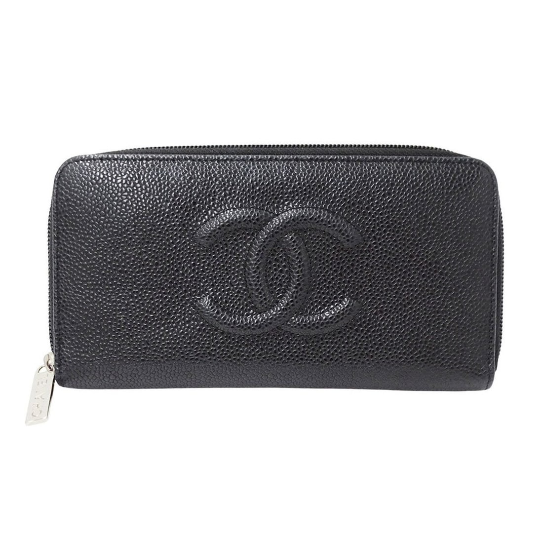 Chanel CHANEL Women's Wallet, Brand Name Long Caviar Leather, Black, Silver Hardware, Round Zipper: --- Catalog ---Category: SizeSize (HxWxD): 10.5cm x 19.5cm x 2cm / 4.13'' x 7.67'' x 0.78''Category: DesignType: Long wallet (bi-fold)Color: BlackGender: WomenMaterial: Grained Calfskin Category: Gene