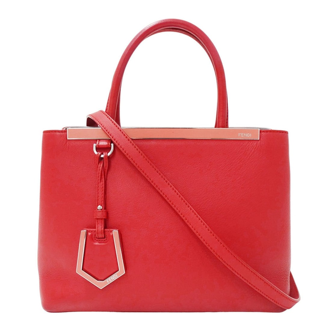 Fendi FENDI handbag for women, brand name, handbag/shoulder bag, 2-way, leather, Petite 2Jours, red.: --- Catalog ---Category: SizeSize (HxWxD): 21cm x 27cm x 13cm / 8.26'' x 10.62'' x 5.11''Category: DesignType: Handbag, Shoulder bagColor: Red colorGender: WomenMaterial: Leather Category: GeneralBran