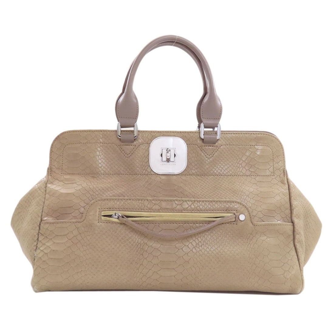 Longchamp embossed leather tote bag for women.: --- Catalog ---Category: SizeSize (HxWxD): 25cm x 38cm x 18cm / 9.84'' x 14.96'' x 7.08''Handle Length: 32cm / 12.59''Category: DesignType: Tote bagColor: GrayishGender: WomenMaterial: Leather Categor