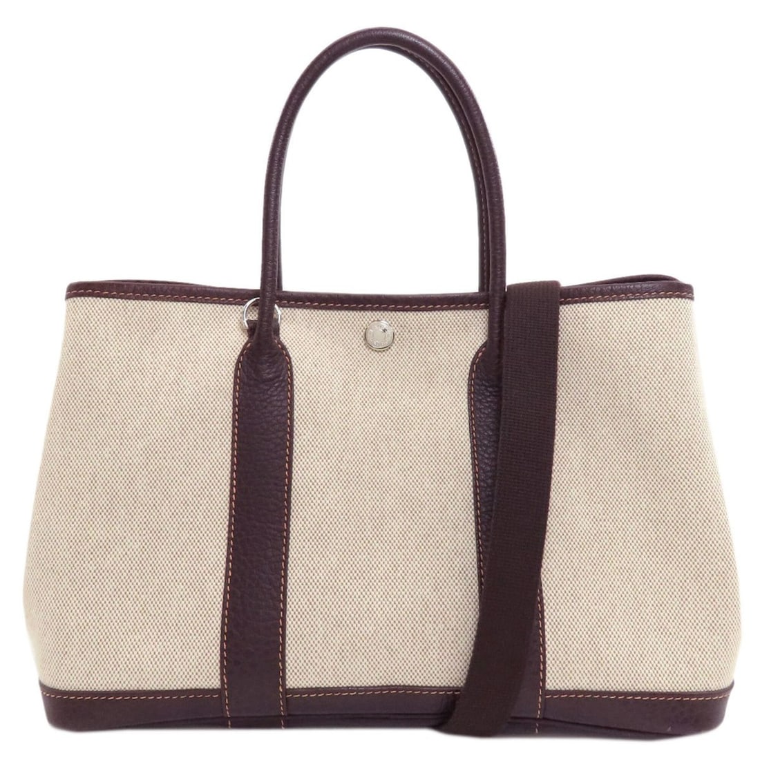 Hermes Garden Party TPM Silver Hardware Handbag Toile H Women's HERMES: --- Catalog ---Category: SizeSize (HxWxD): 20cm x 30cm x 14.5cm / 7.87'' x 11.81'' x 5.7''Category: DesignType: HandbagColor: MarronGender: WomenMaterial: Toile H Category: GeneralBrand: Hermes--- Ite