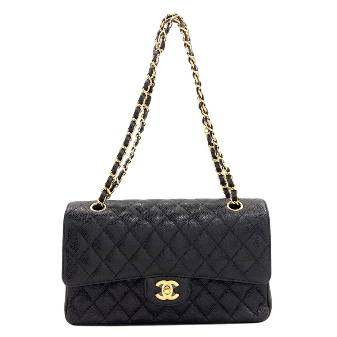 Chanel Chain Shoulder Bag, Matelassé Double Flap, Gold Hardware, Grained Calfskin, Women's.: --- Catalog ---Category: SizeSize (HxWxD): 16cm x 26cm x 7cm / 6.29'' x 10.23'' x 2.75''Category: DesignType: Shoulder bagColor: BlackGender: WomenMaterial: Leather Category: GeneralBrand: Chanel--- I