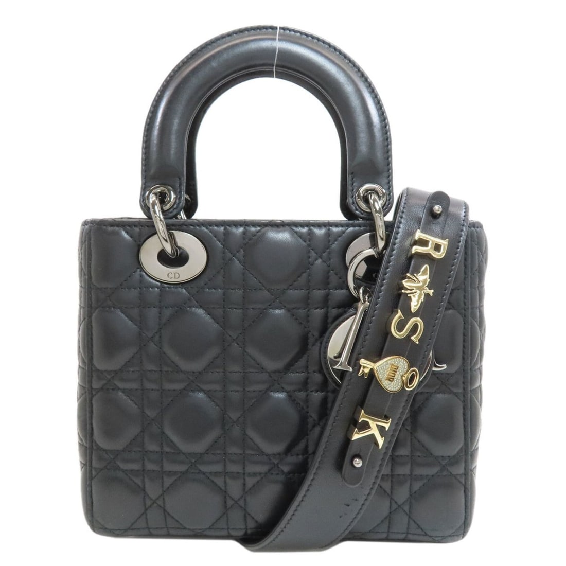 Christian Dior Lady Cannage 2-Way Handbag, Lambskin, Women's.: --- Catalog ---Category: SizeSize (HxWxD): 17.5cm x 20cm x 8.5cm / 6.88'' x 7.87'' x 3.34''Category: DesignType: HandbagColor: BlackGender: WomenMaterial: Leather Category: GeneralBrand: Christian Dio