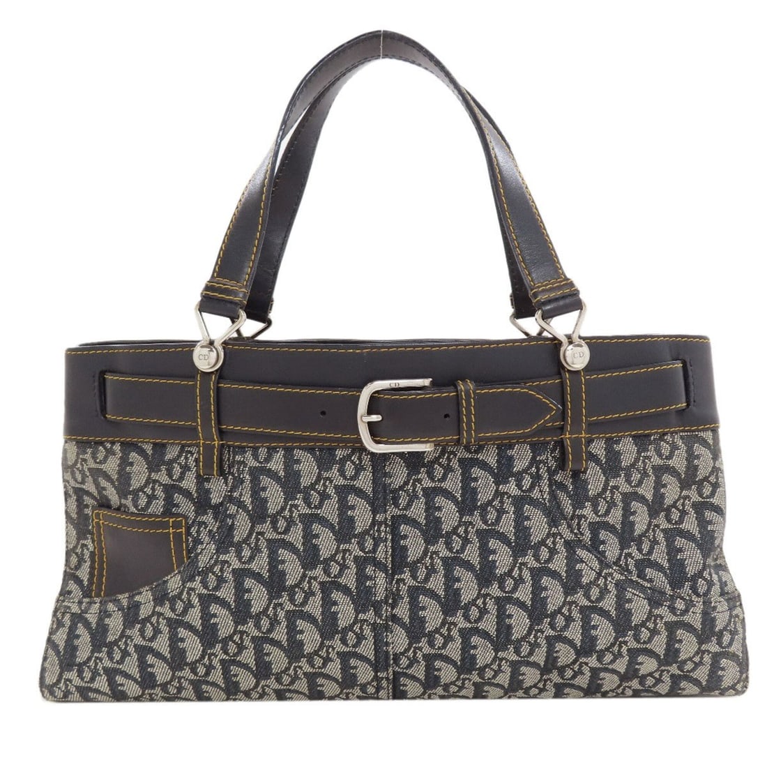 Christian Dior Belt Tote, Trotter Pattern Tote Bag, Canvas/Leather, Women's CHRISTIAN DIOR: --- Catalog ---Category: SizeSize (HxWxD): 20.5cm x 37cm x 7cm / 8.07'' x 14.56'' x 2.75''Category: DesignType: Tote bagColor: NavyGender: WomenMaterial: Canvas , Leather Category: GeneralBrand: Chris