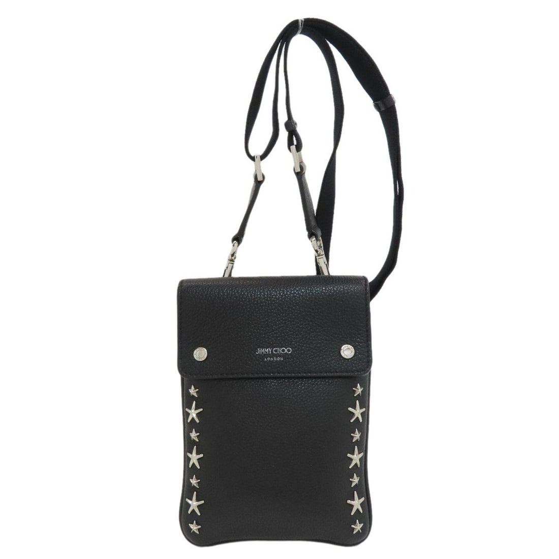 Jimmy Choo Studded Star Motif Leather Shoulder Bag for Women: --- Catalog ---Category: SizeSize (HxWxD): 20cm x 14cm x 1cm / 7.87'' x 5.51'' x 0.39''Category: DesignType: Shoulder bagColor: BlackGender: WomenMaterial: Leather Category: GeneralBrand: Jimmy Choo--
