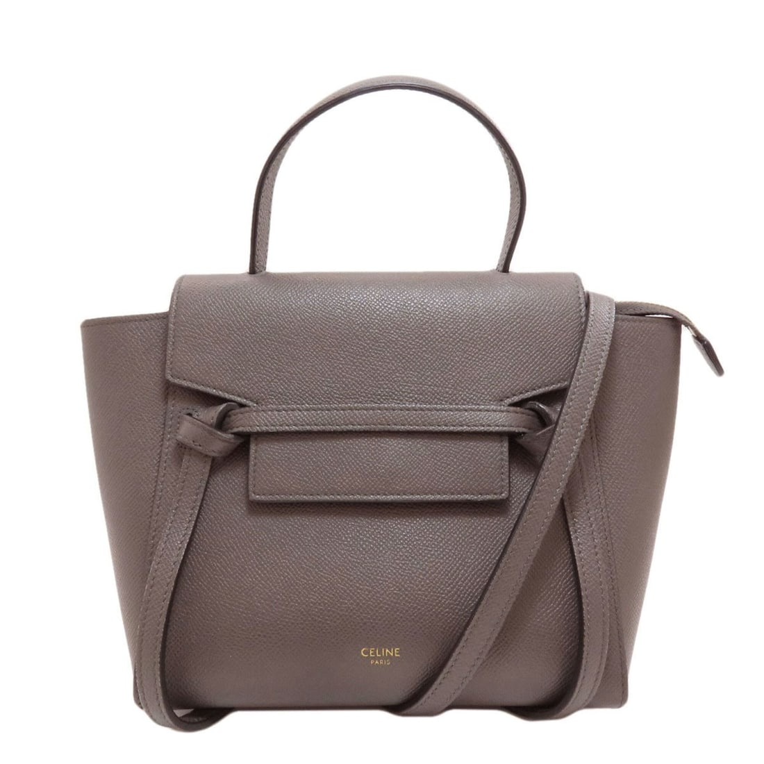 Celine Belt Bag Nano 2-Way Handbag Calfskin Women's CELINE: --- Catalog ---Category: SizeSize (HxWxD): 16.5cm x 20cm x 11cm / 6.49'' x 7.87'' x 4.33''Category: DesignType: HandbagColor: GrayGender: WomenCategory: GeneralBrand: Celine--- Item List ---Section: C
