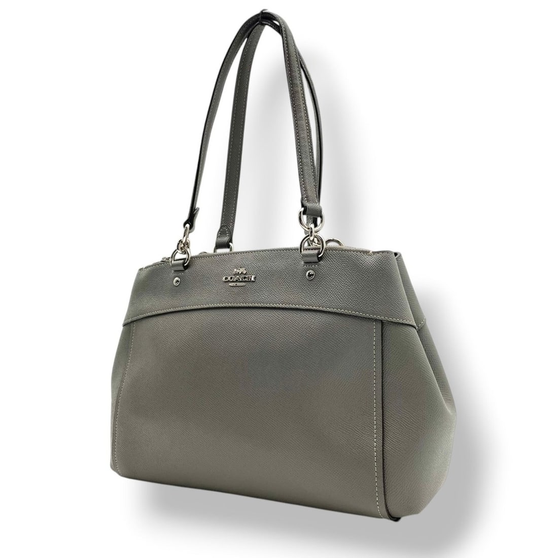COACH Brooke Carryall Tote Bag, Handbag, Shoulder Leather, Gray, Silver Hardware, Women's, F25397: --- Catalog ---Category: SizeSize (HxWxD): 22cm x 37cm x 11cm / 8.66'' x 14.56'' x 4.33''Category: DesignType: Handbag, Shoulder bag, Tote bagColor: GrayGender: WomenMaterial: Leather Outer Pocket: Zi