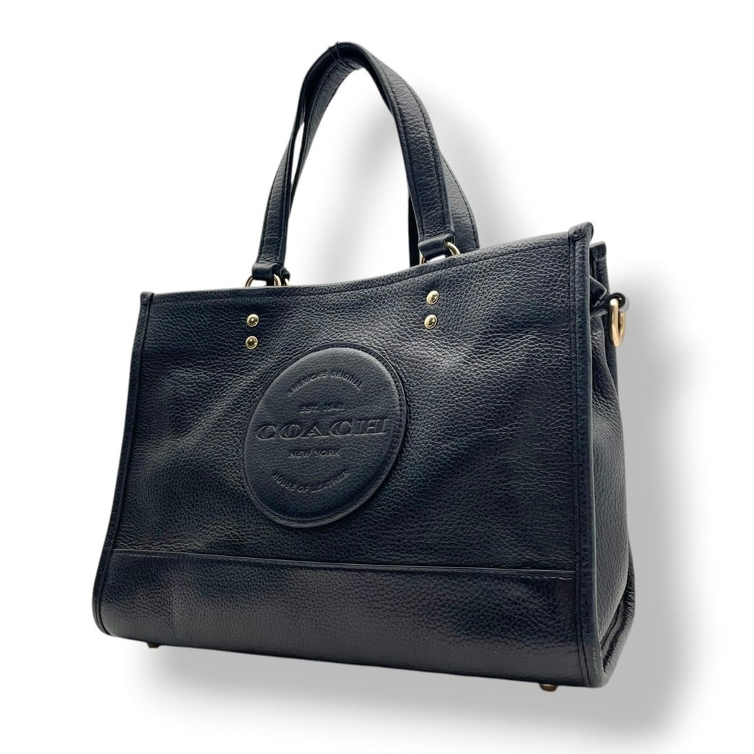 COACH Dempsey Carryall with Patch Handbag Tote Bag Leather Black Gold Hardware Women's C2004 S80 (1 of 20)