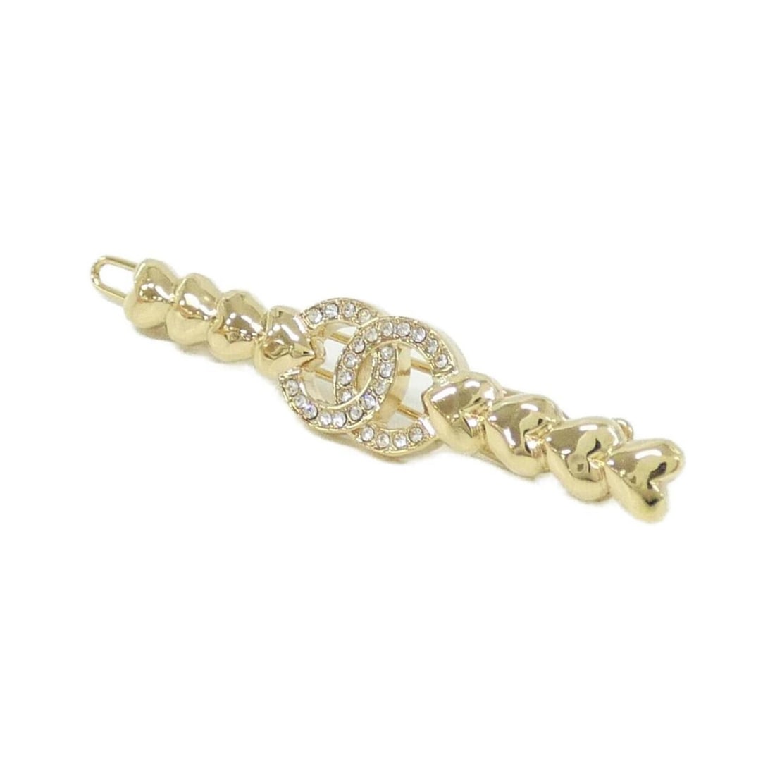 Chanel hair accessory barrette: --- Catalog ---Category: SizeSize (LxW): 1.2cm x 6.5cm / 0.47'' x 2.55''Category: DesignType: BarretteColor: GoldStone: CrystalGender: WomenCategory: GeneralBrand: Chanel--- Item List ---Section: