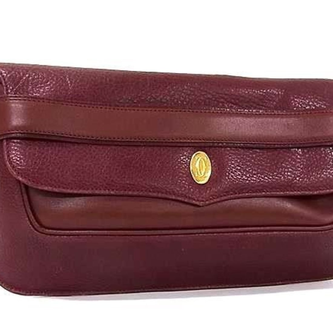 Cartier clutch bag, Must line, Bordeaux leather, women's.: --- Catalog ---Category: SizeSize (HxWxD): 14.5cm x 27.5cm x 4cm / 5.7'' x 10.82'' x 1.57''Category: DesignType: Clutch bagColor: BordeauxGender: WomenMaterial: Leather Category: GeneralBrand: Cartier