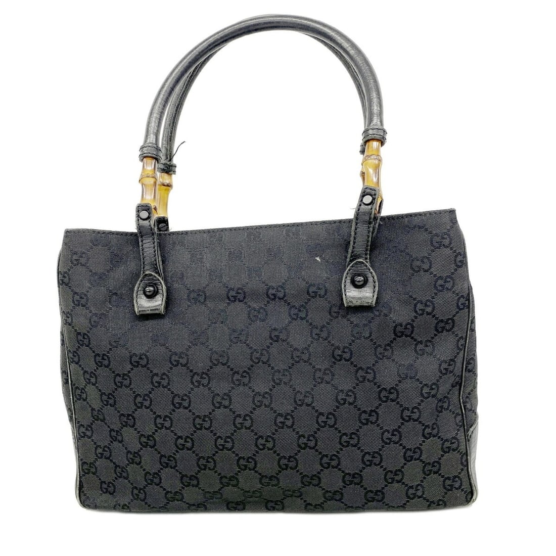 Gucci GG Canvas Bamboo Tote Bag 112526 Black Women's