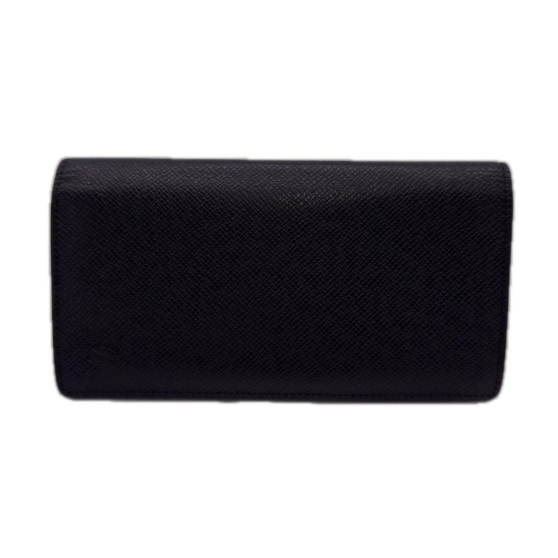 LOUIS VUITTON Taiga Portefeuille Brazza M30501 Long Wallet, Black Calf Leather, Men's