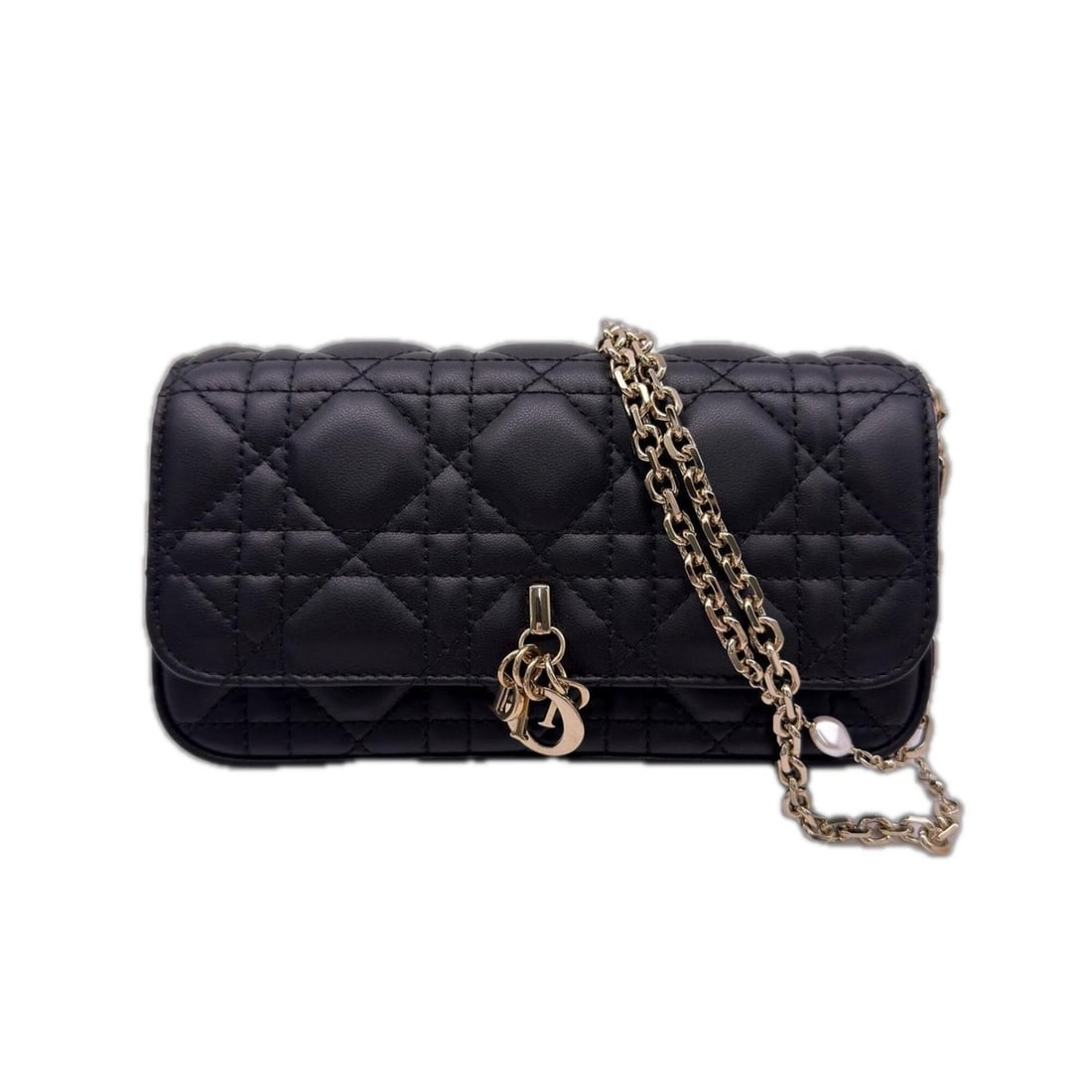 Christian Dior Cannage My - Talk Phone Bag S0977ONMJ with Strap, Shoulder Bag, Black Lambskin,: --- Catalog ---Category: SizeSize (HxWxD): 10cm x 17.5cm x 3.5cm / 3.93'' x 6.88'' x 1.37''Category: DesignType: Shoulder bagColor: BlackGender: WomenMaterial: Leather Category: GeneralBrand: Christia