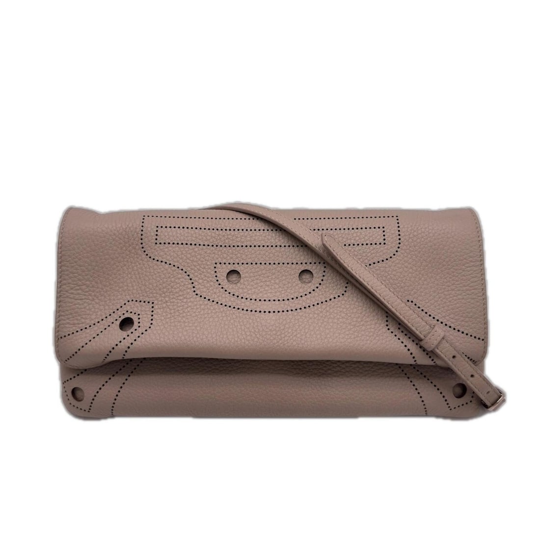 BALENCIAGA Blackout Envelope Shoulder Bag 452318 with Strap, Brown Calf Leather, Women's