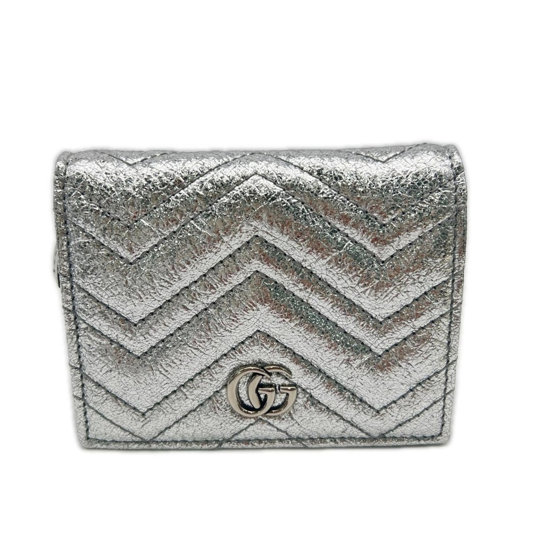 GUCCI GG Marmont Double G Mini Wallet 466492 Bi-fold Silver Leather Women's: --- Catalog ---Category: SizeSize (HxWxD): 8.5cm x 11cm x 3cm / 3.34'' x 4.33'' x 1.18''Category: DesignType: Wallet (bi-fold)Color: SilverGender: WomenMaterial: Leather Category: GeneralBrand: GucciC